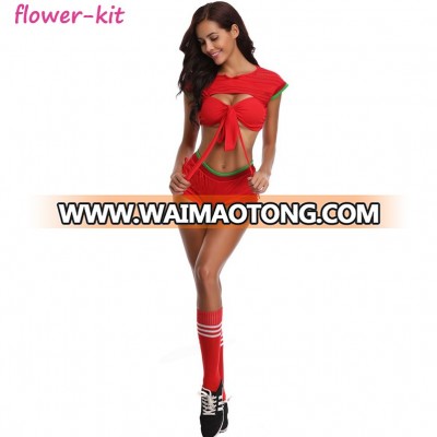 free shipping Sexy Lingerie Uniform Soccer Player Cheerleader World Cup Football Girl Costume